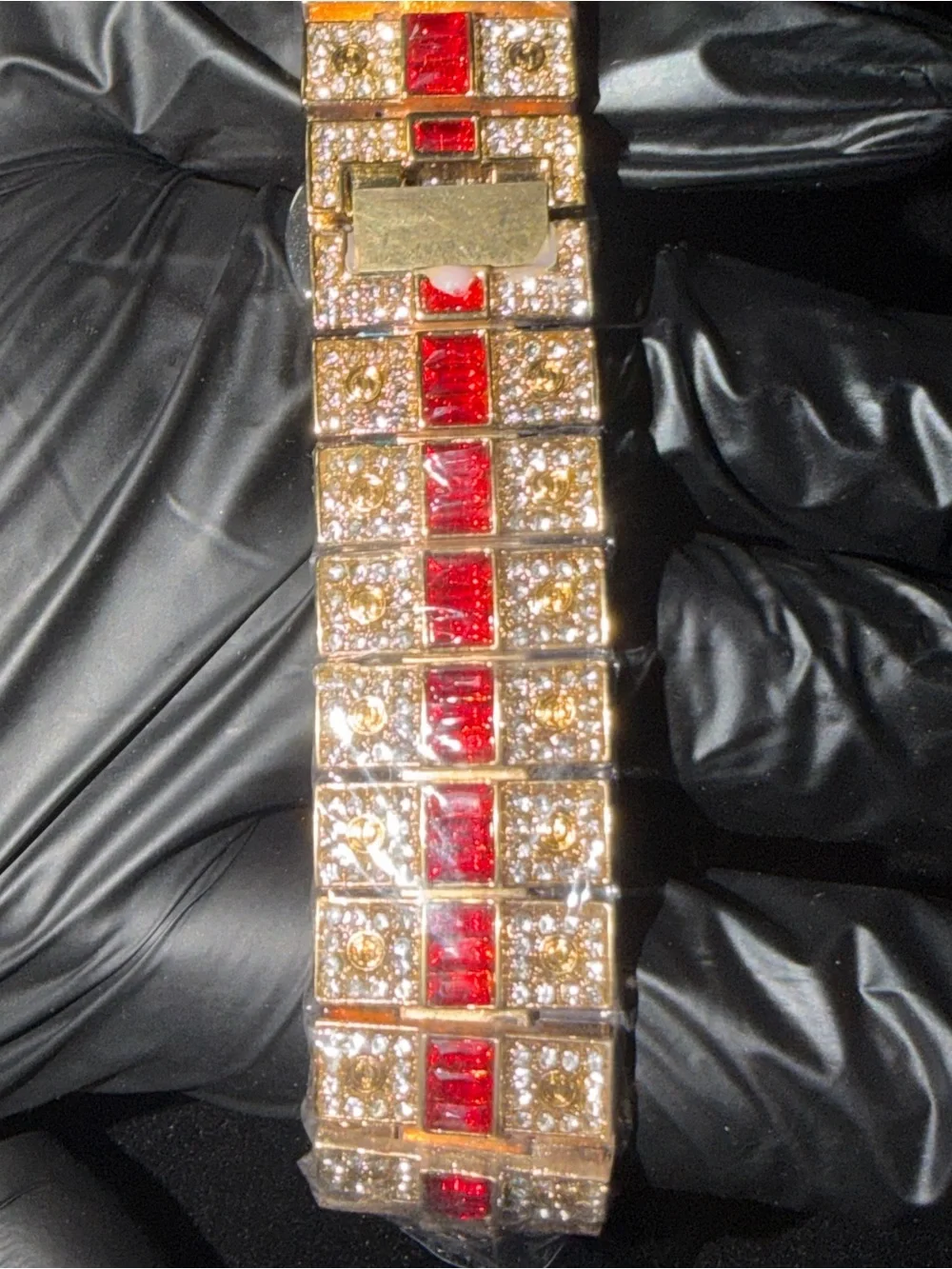 Gold-Tone Multi-Accent Crystal Men Bracelet Watch